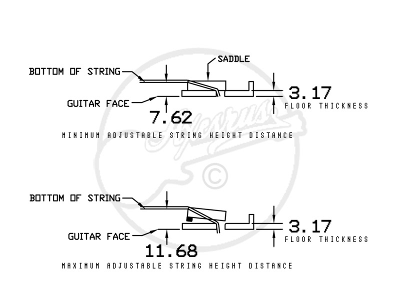 Hipshot Hardtail Bridge 7 String 0.125" Base