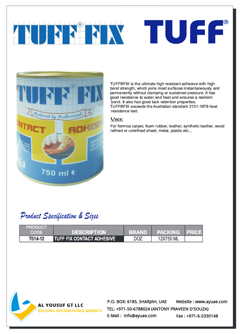 Tuff Fix Contact Adhesives Supplier In Dubai UAE Tuffstick Super Glue