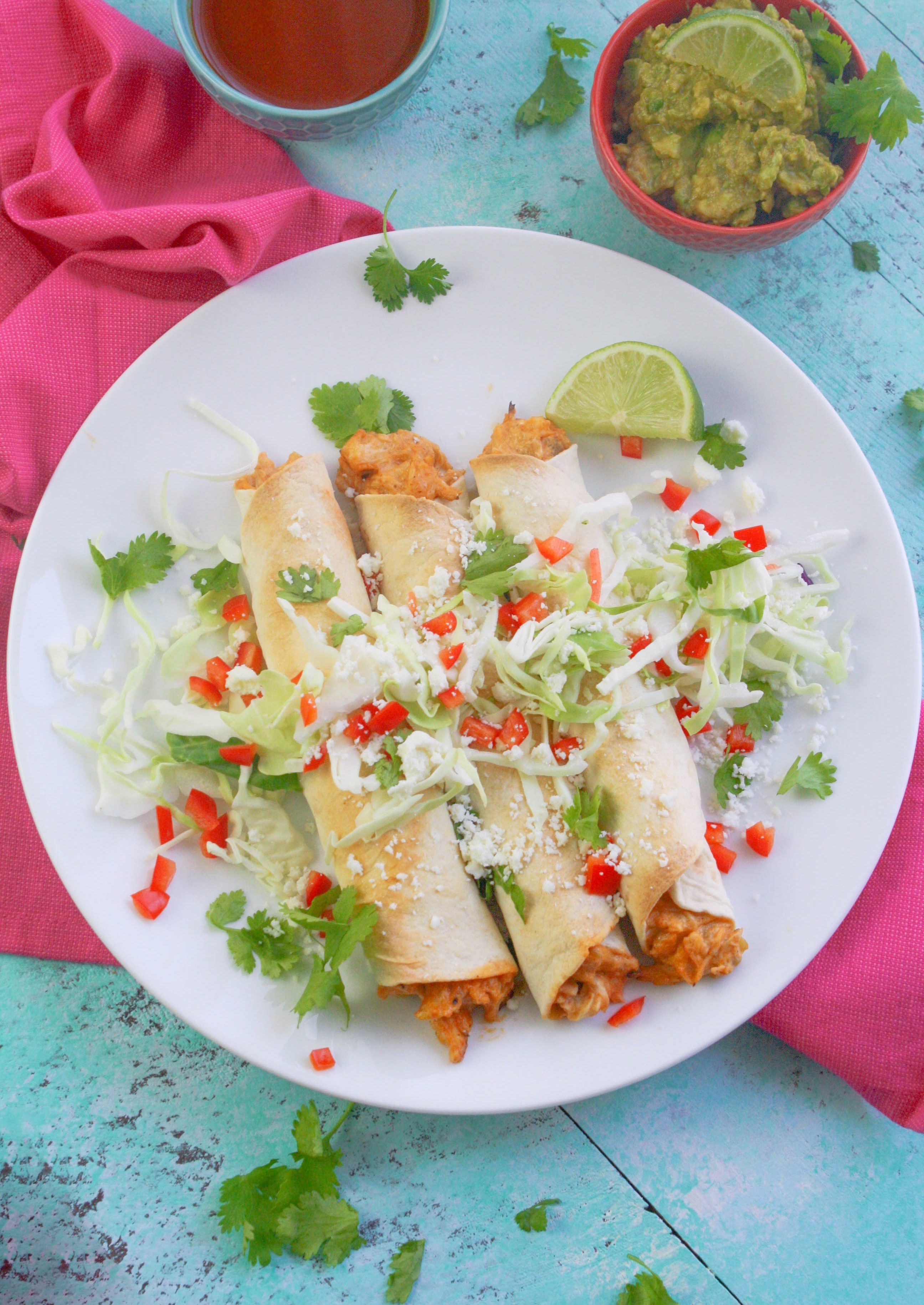 Baked Chicken and Green Chile Taquitos are fabulous as a snack or as