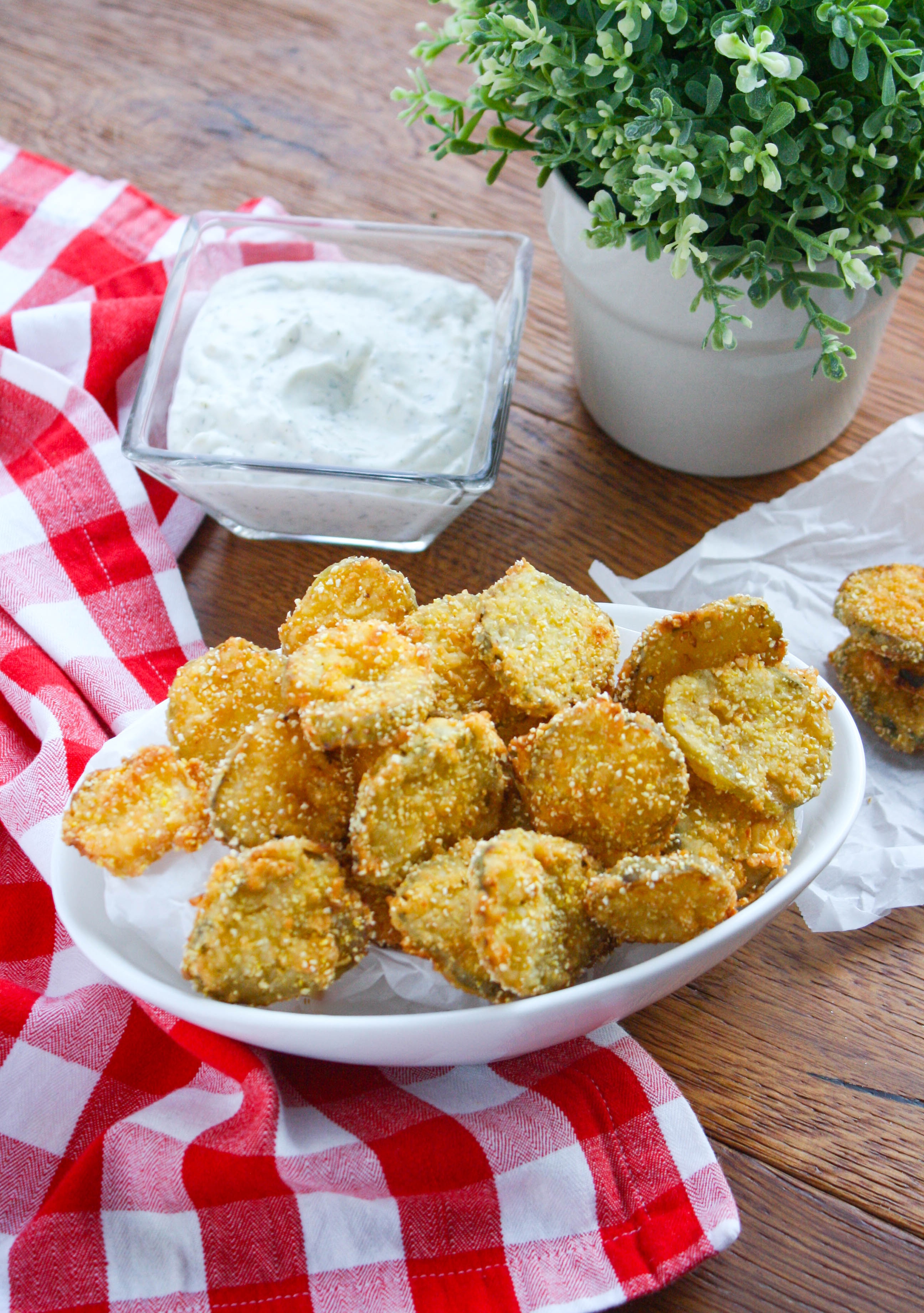 Fried Pickles with Homemade Buttermilk Ranch Dressing