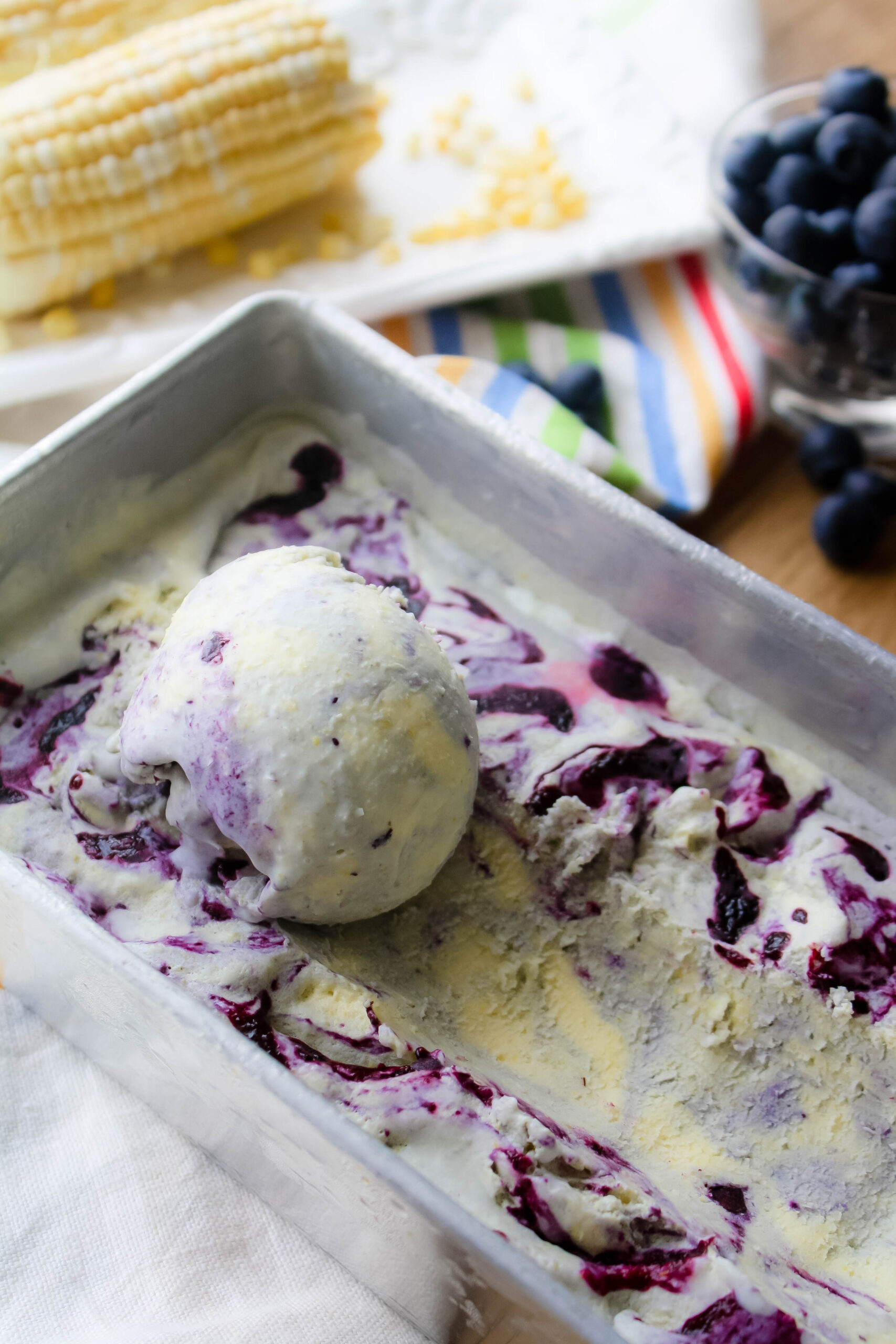 Sweet Corn and Blueberry Ice Cream
