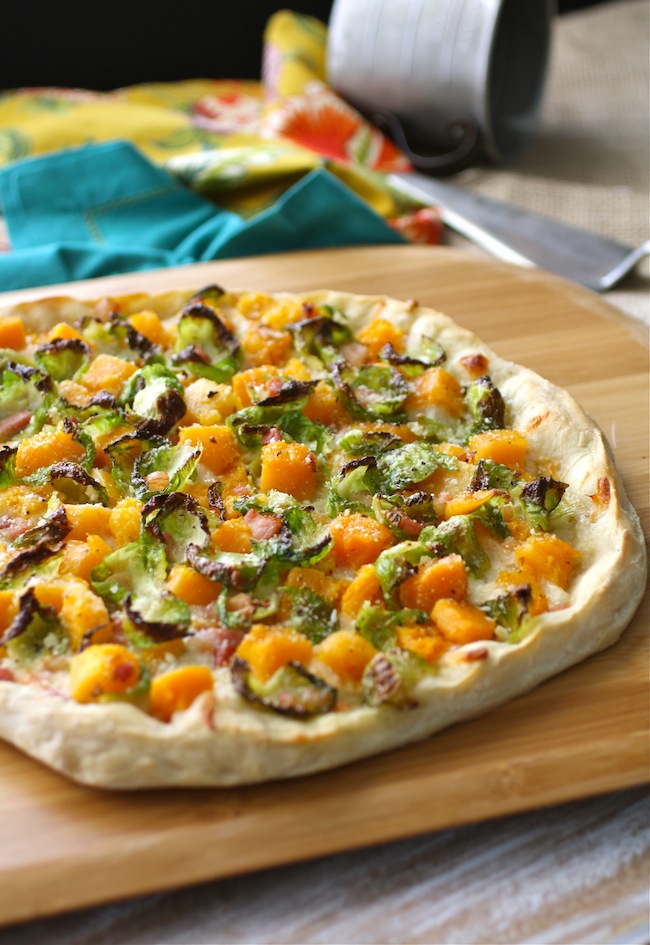 Brussels Sprouts, Butternut Squash and Pancetta Pizza