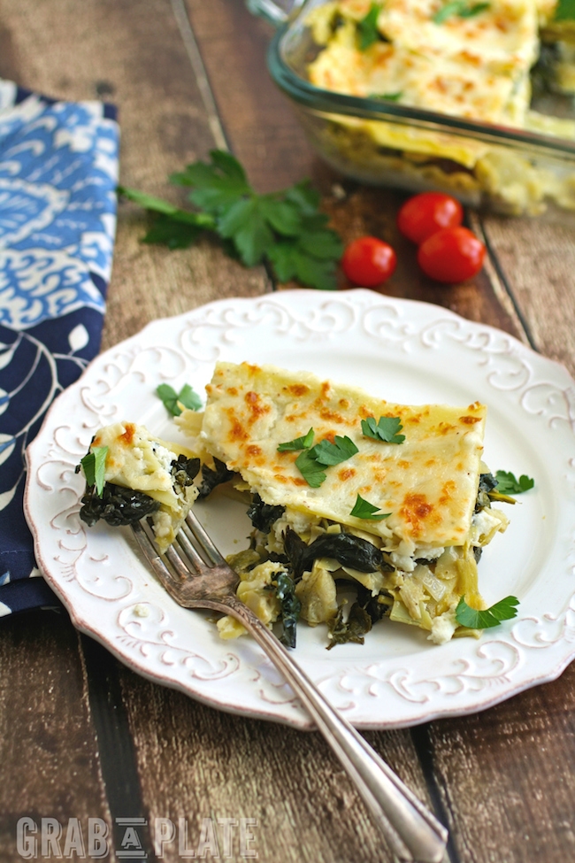 Meatless Monday Spinach, Artichoke and Kale Lasagna