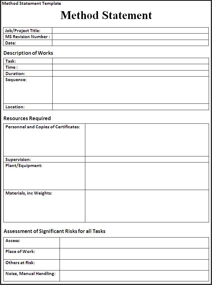 Construction Work Method Statement For Construction Work