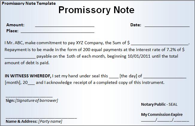 Promissory Note Template | Free Printable Word Templates,