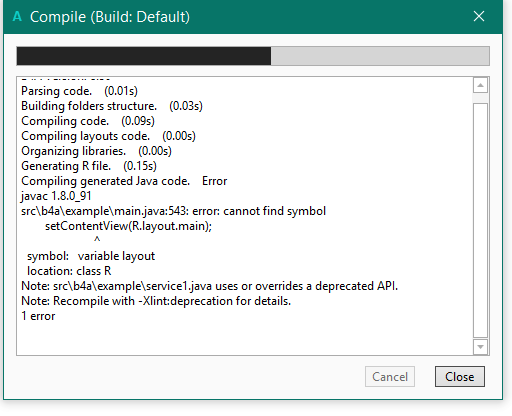 Android Question java inline illegal start of type B4X Rapid