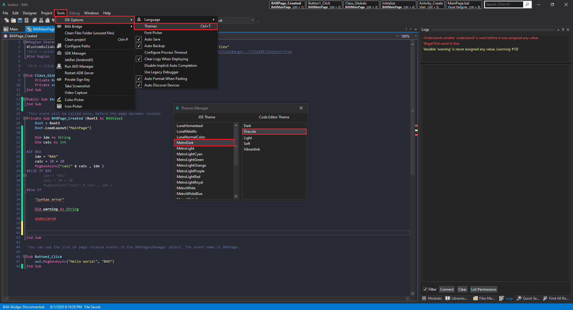 IDE Theme Night Owl B4X Programming Forum