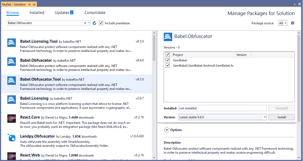 Babel on Visual Studio AppCenter