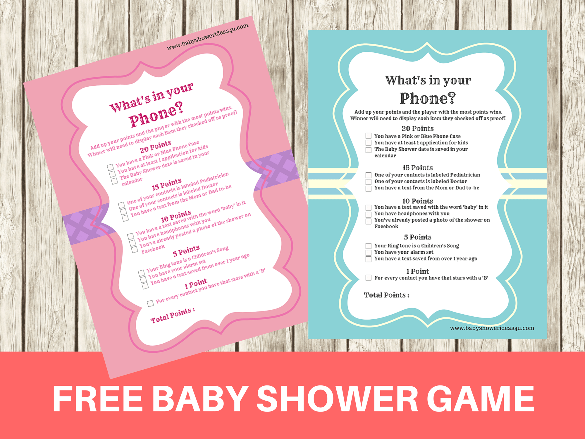 FREE Printable Modern What's in your Phone Baby Shower Game Baby