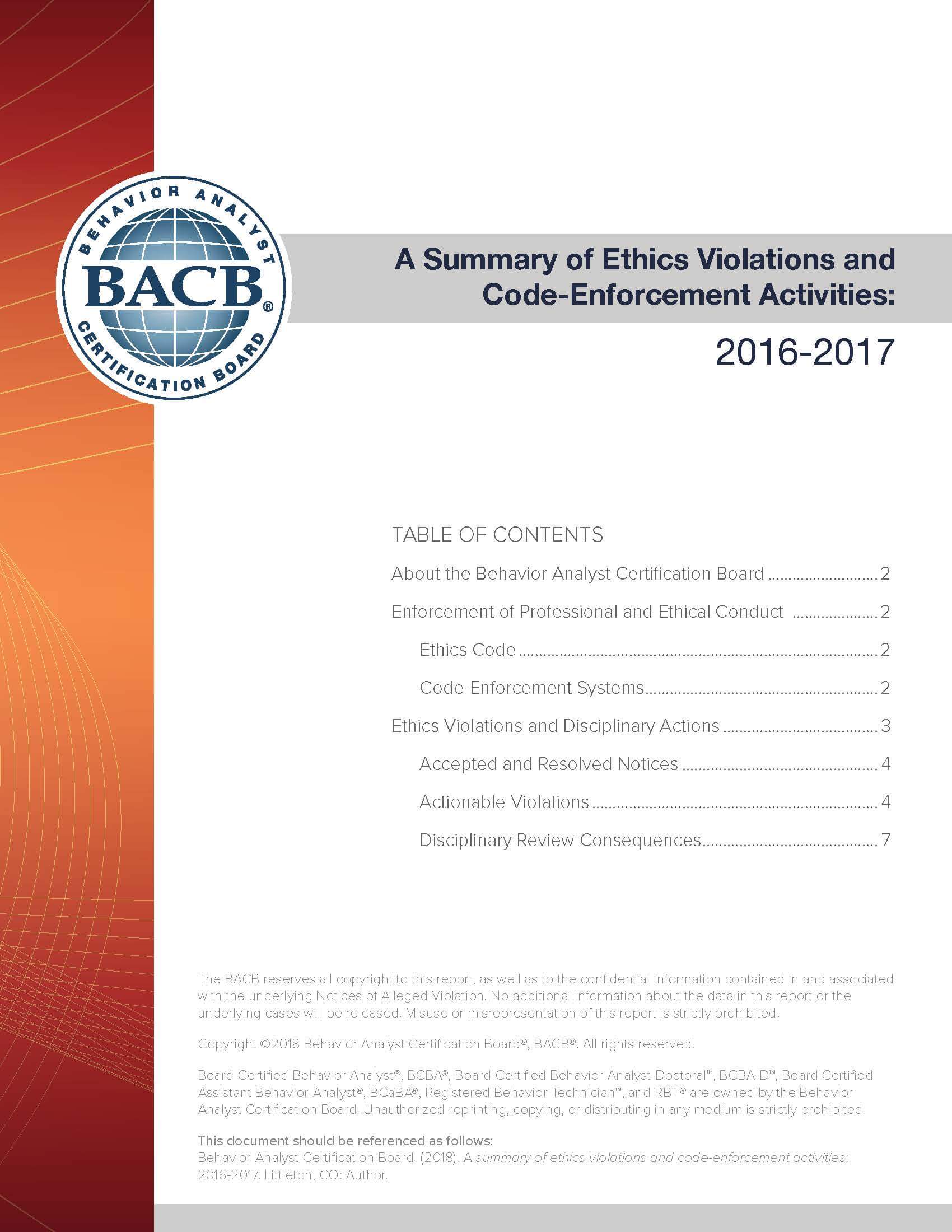 A Summary of Ethics Violations and CodeEnforcement Activities
