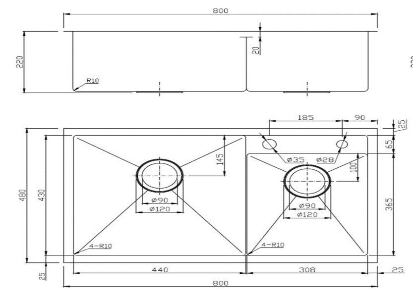 APLR8048StainlessSteelKitchenSinks Bacera