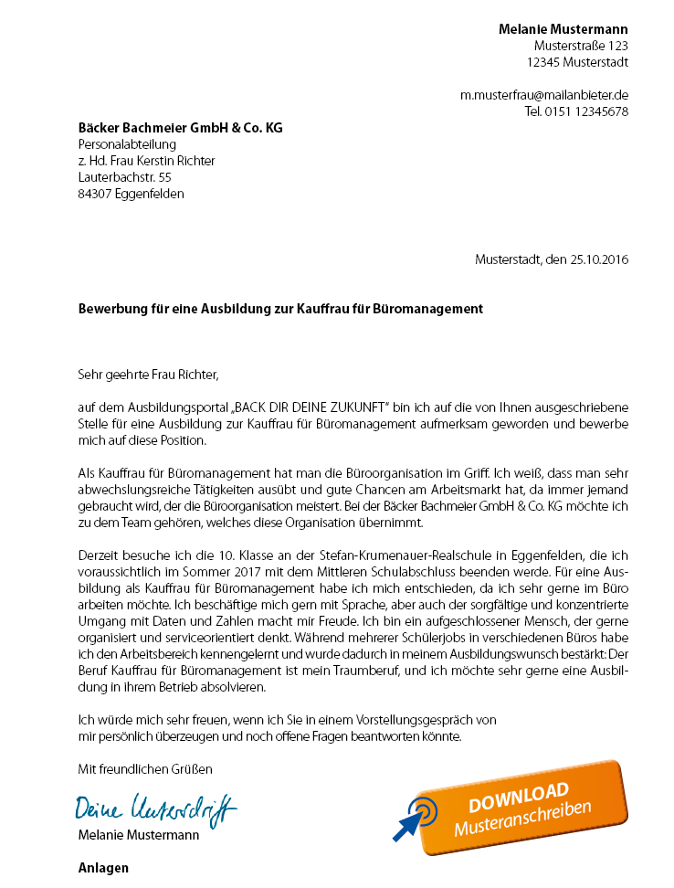Anschreiben Vorstellungsgesprèh