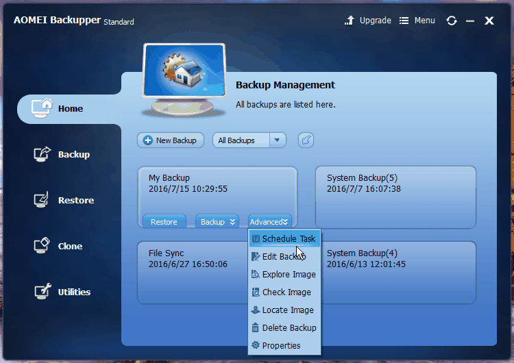 How to Schedule Windows Backup with AOMEI Backupper Software