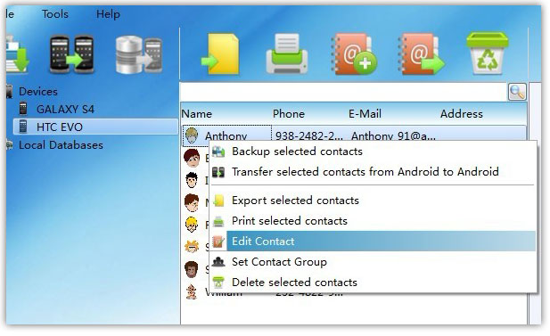 Add, Edit, Delete Android Contacts directly from PC