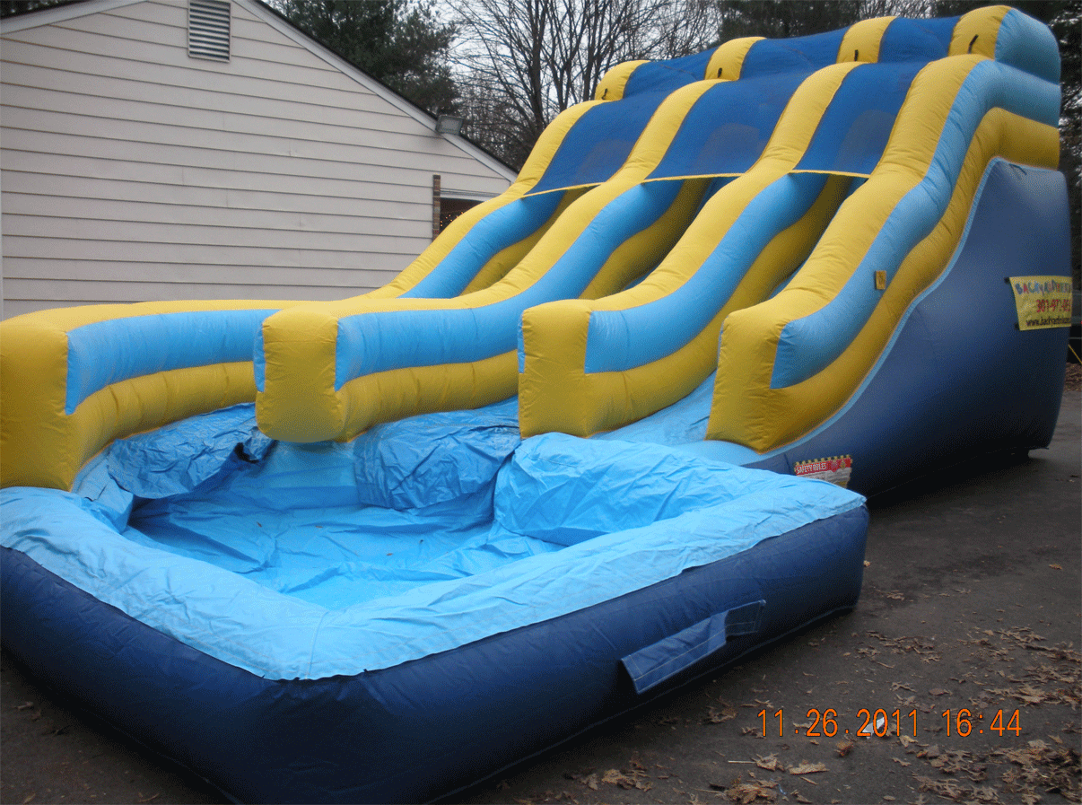 waterslideblueandyellow Backyard Inflatables