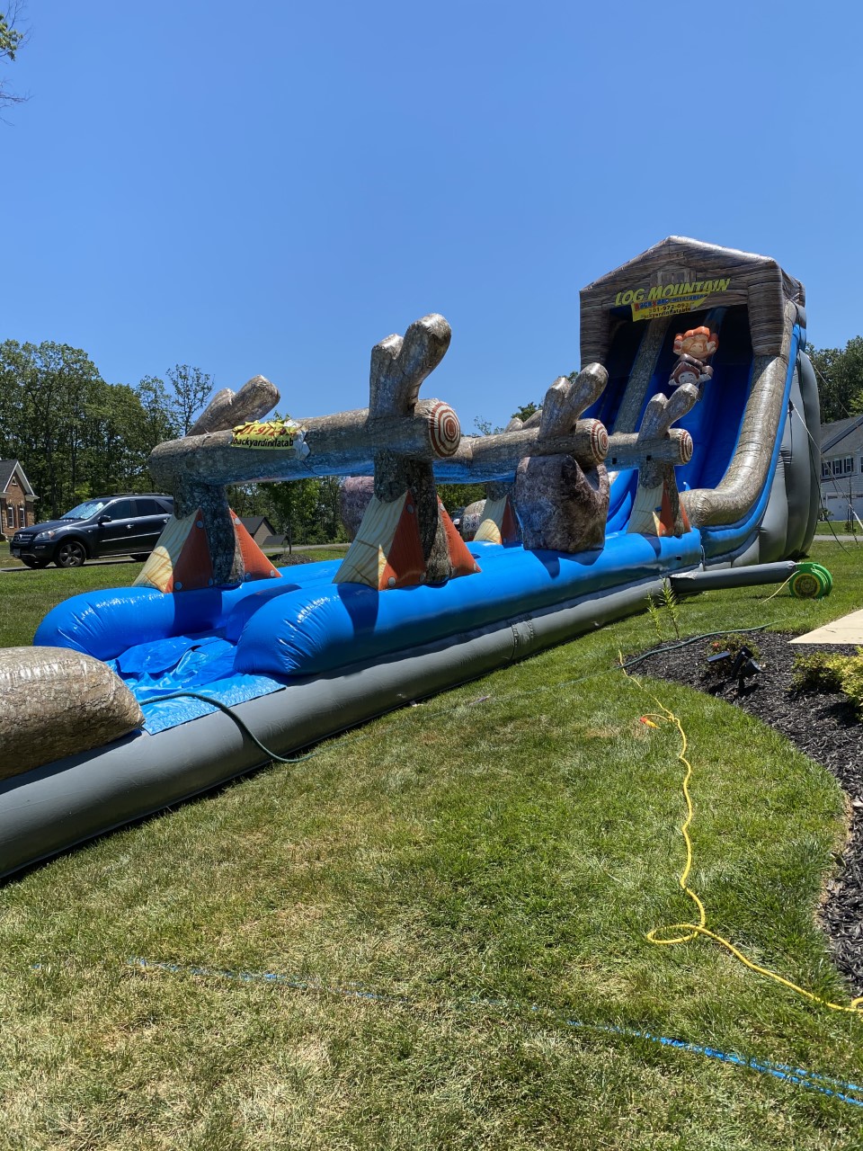 Log Mountain Dual Lane Water Slide Backyard Inflatables