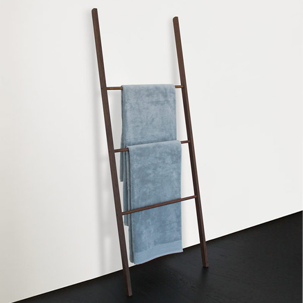 Elegant towel ladder in oak dark for bath towels and pieces of clothing