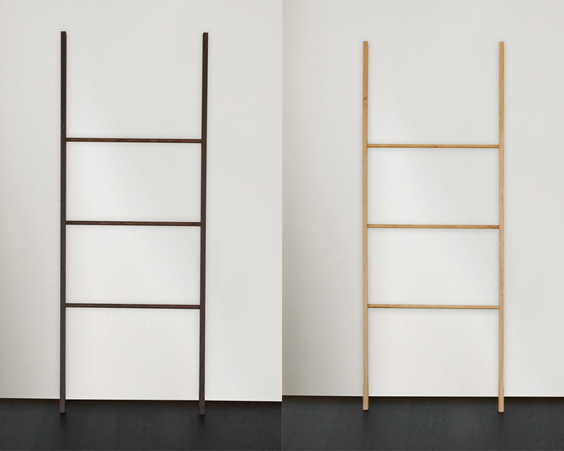 Elegant towel ladder in oak dark for bath towels and pieces of clothing