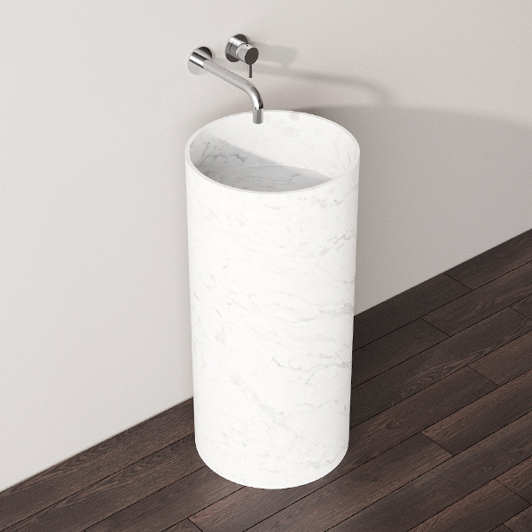 Freestanding Marble Sink MSB01 in matte Carrara marble