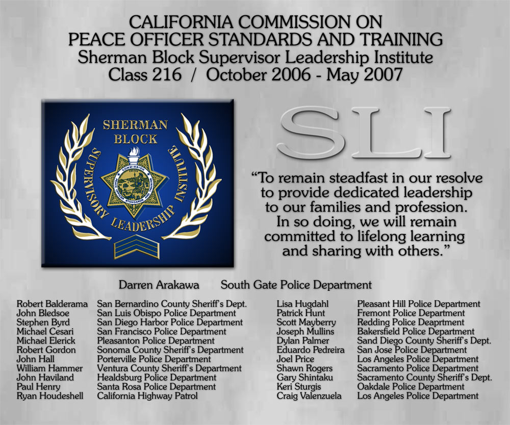 Sherman Block Leadership Presentations by Badge Frame