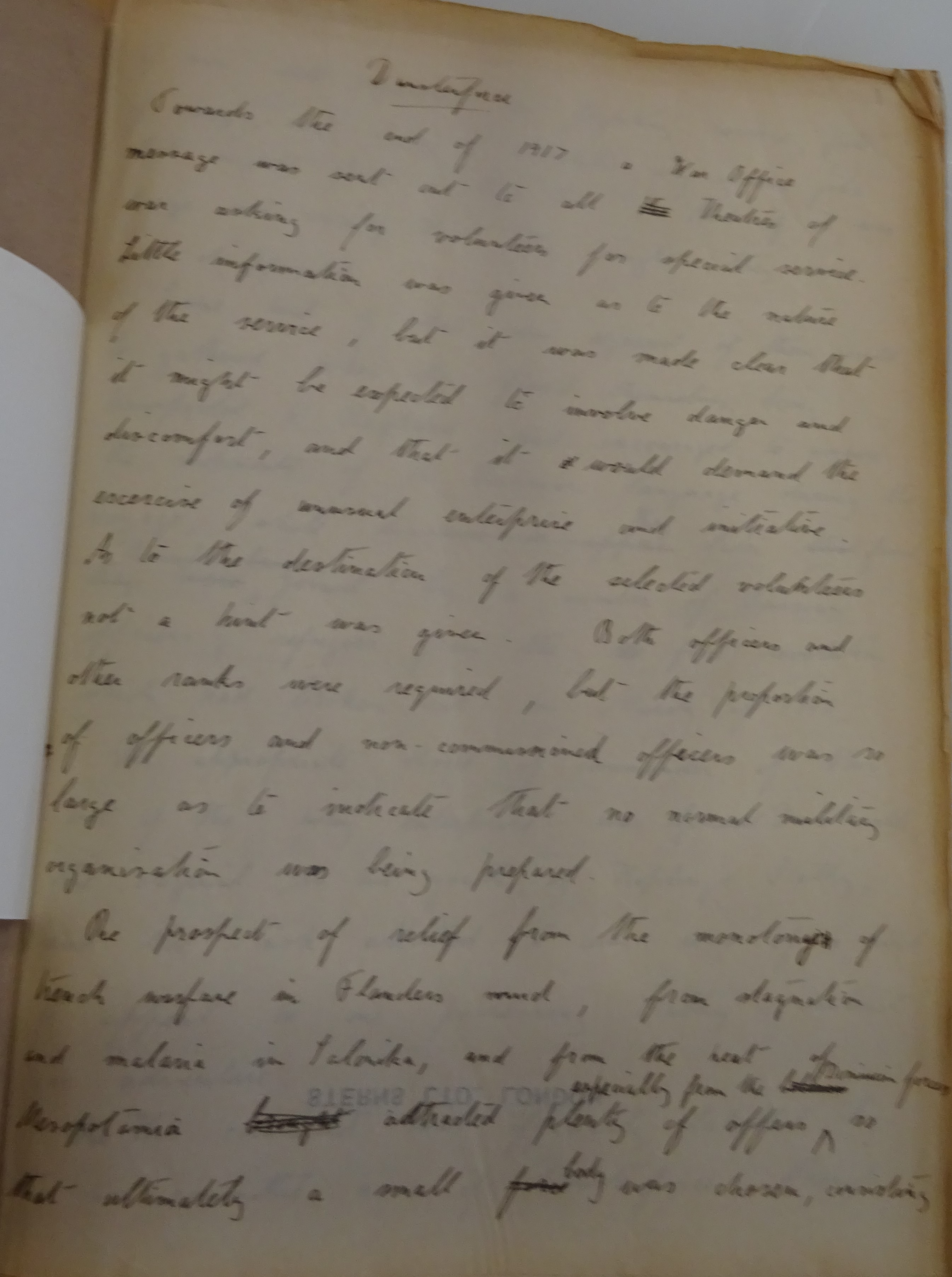 Dunsterforce Paper read to Archam Society, Eton College, November