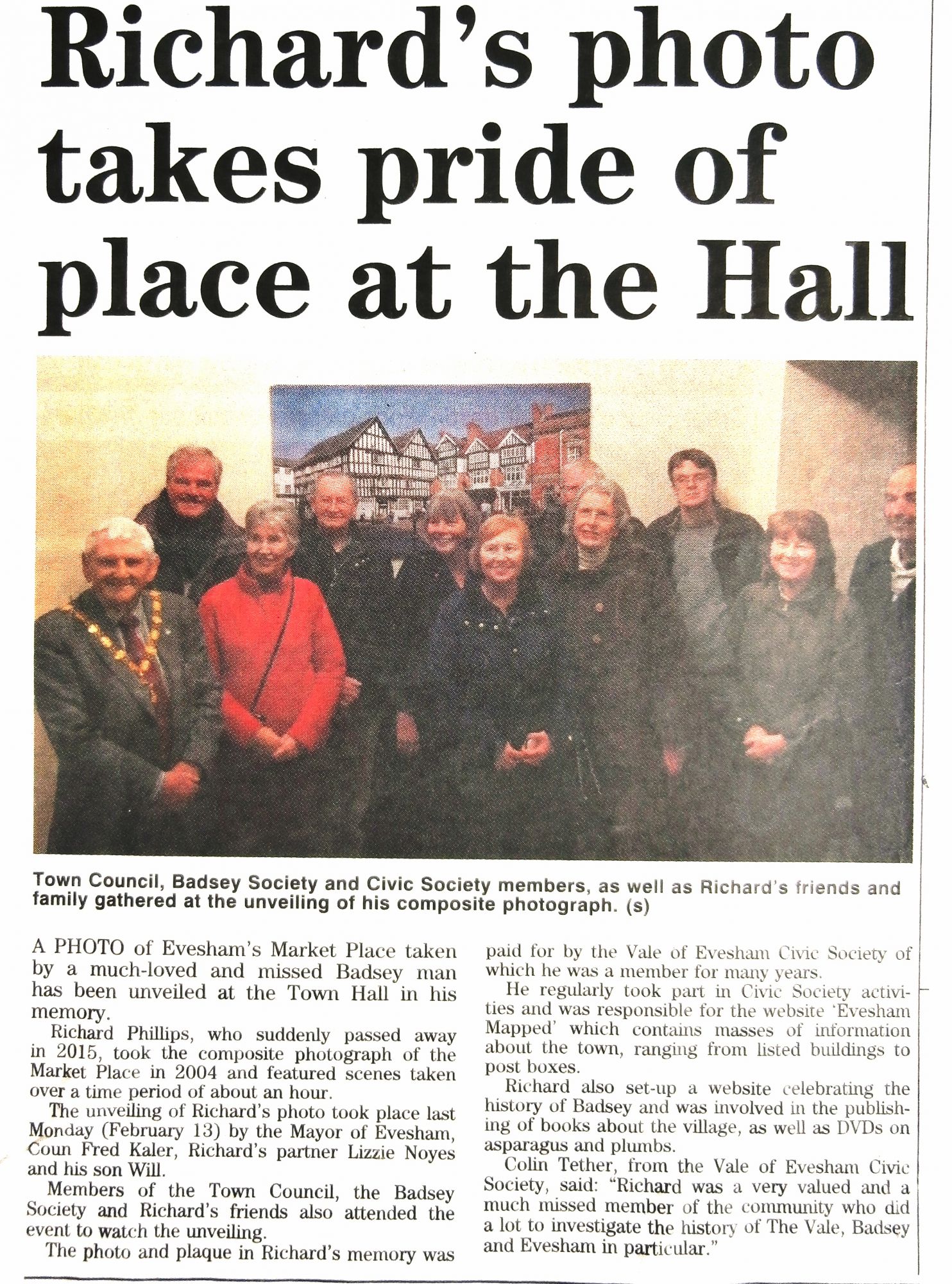 PHILLIPS, Richard News article 2017 Feb 24, Richard's photo takes