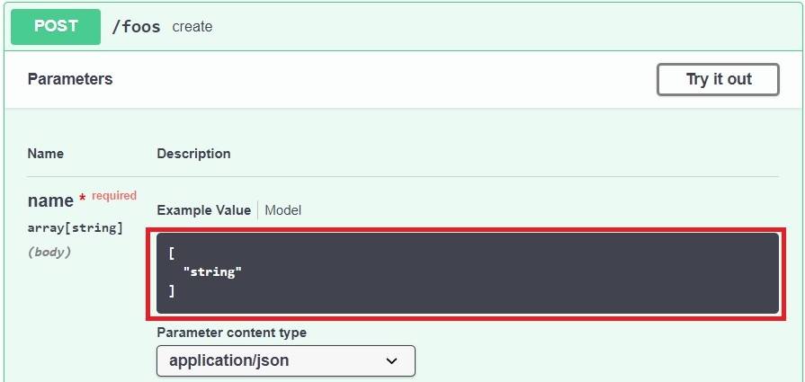 Specify an Array of Strings as Body Parameters in Swagger Baeldung