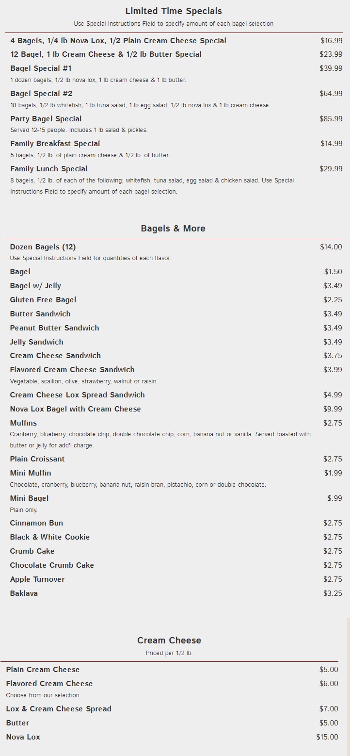 Bagel Express Milltown Simply The Best Bagels 7327452177, 100