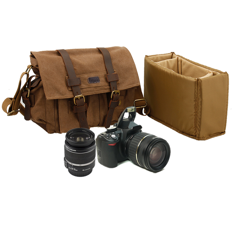 Kattee Camera Bag. Kattee Leather Canvas Camera Bag Vintage DSLR SLR
