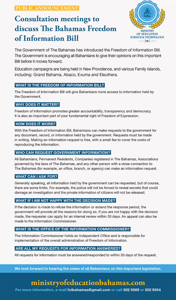 Freedom Of Information Bill 2015 Nassau Nassau / Paradise Island