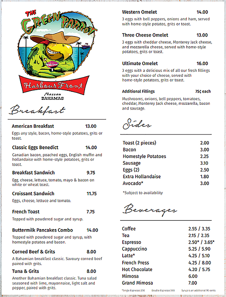 The Green Parrot Harbour Front Nassau Nassau / Paradise Island, Bahamas