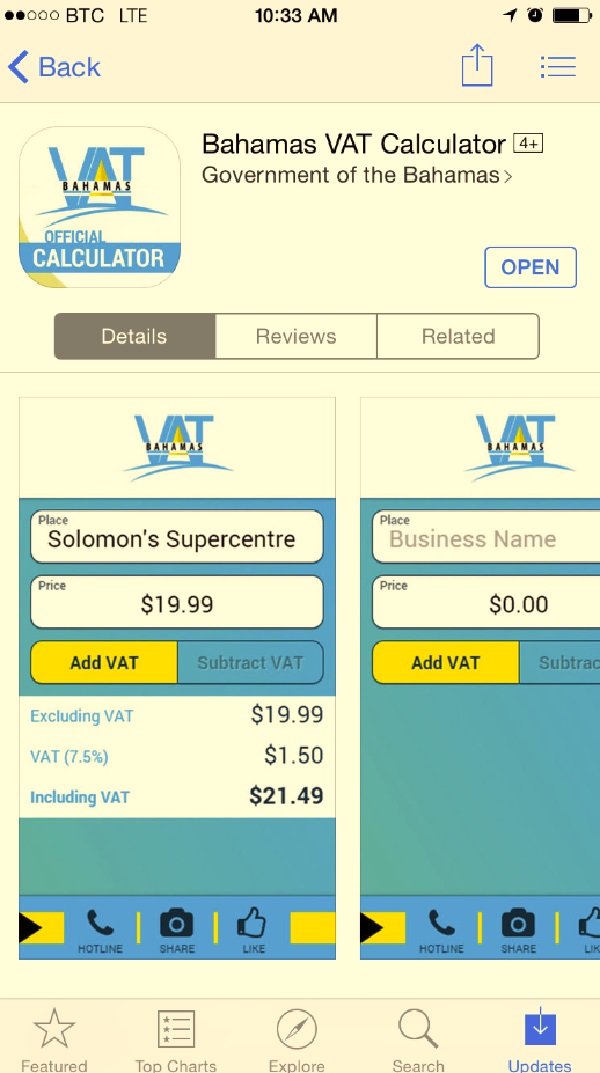 Bahamas VAT Calculator app for consumers with Smartphones The Bahamas