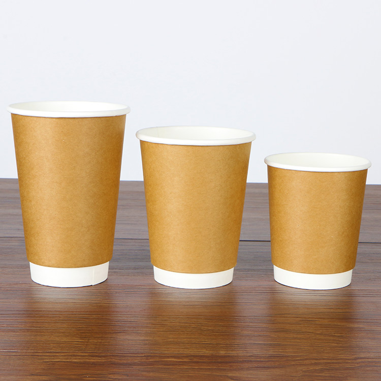 disposable double wall kraft color hot coffee cupse cups