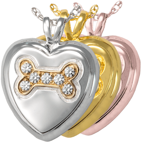 Wholesale Cremation Jewelry Dog Bone Heart with Stones
