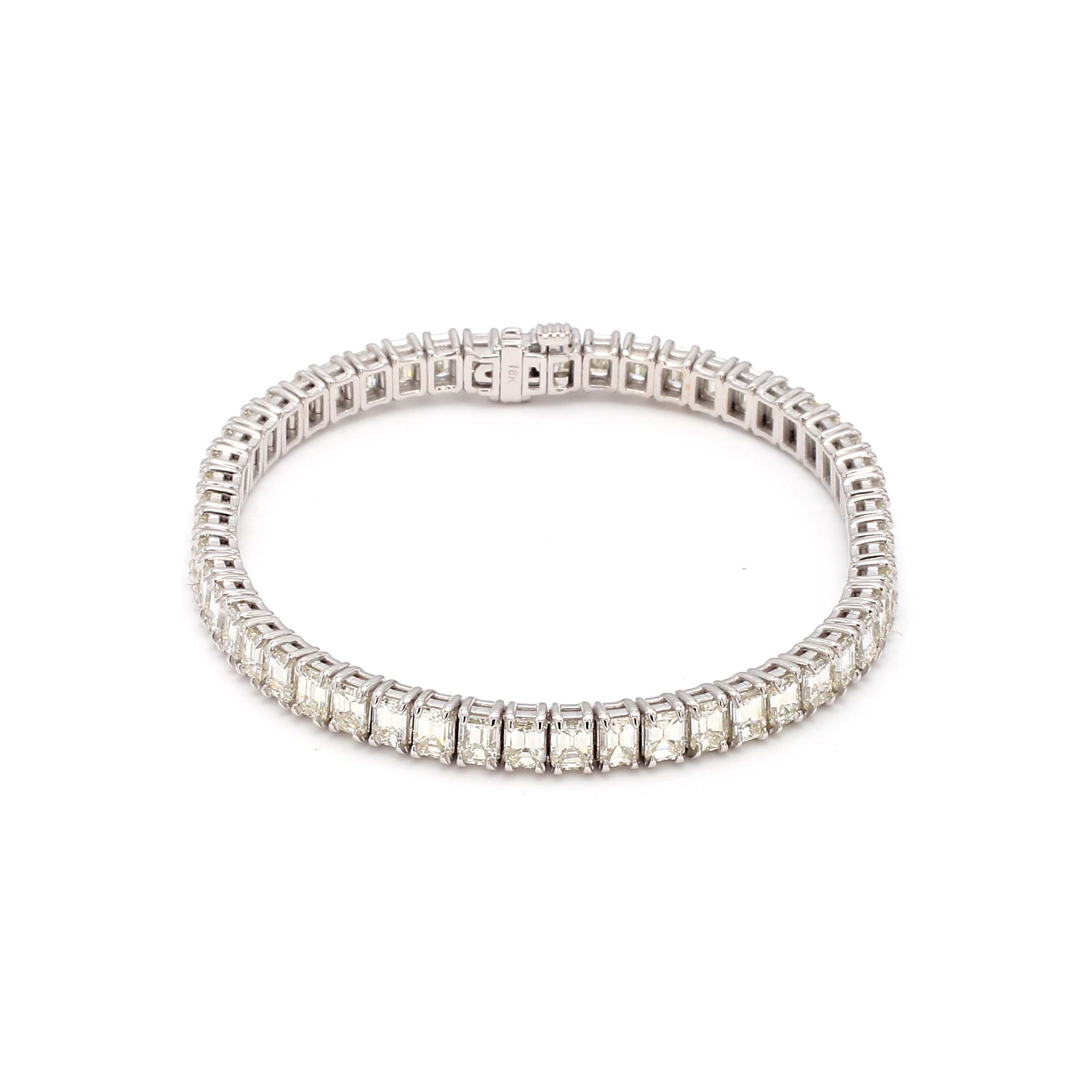 Emerald Cut Diamond Tennis Bracelet in 18k White Gold Bailey's Fine