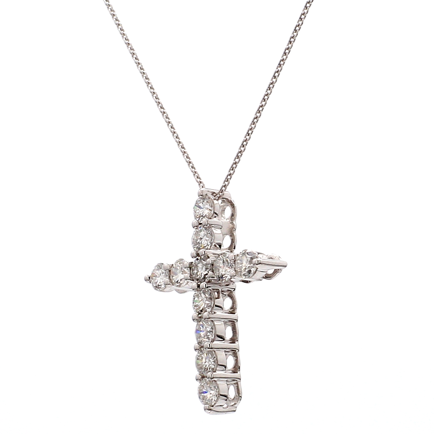 3/4CTW Diamond Cross Pendant Necklace in 14k White Gold Bailey's Fine