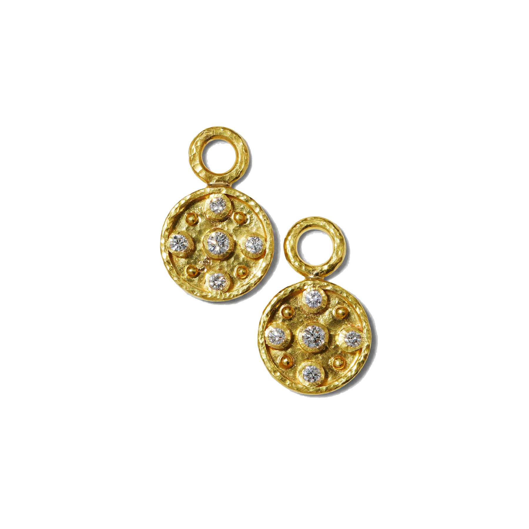 Elizabeth Locke Diamond Disc Earring Pendants in 19kt Yellow Gold