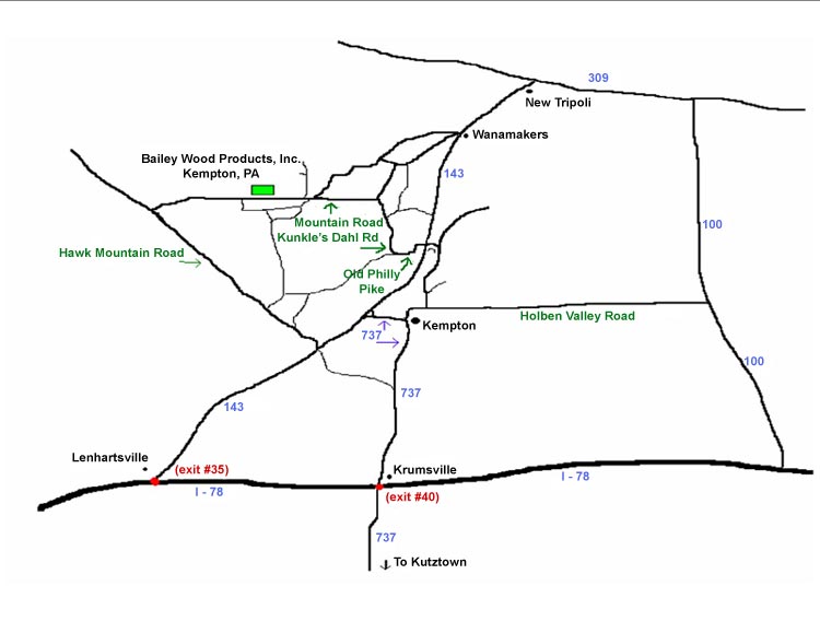 Map to Bailey Wood Products, Inc.