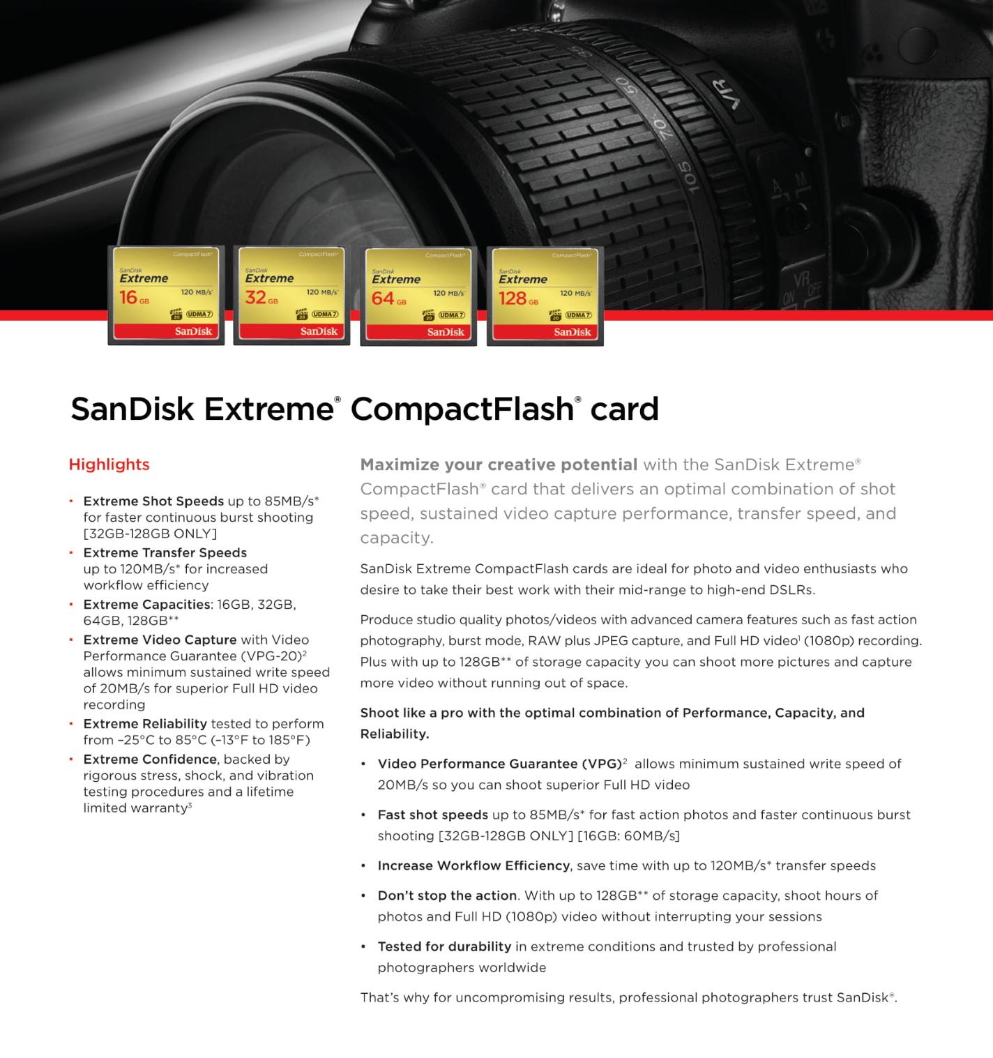 SanDisk Extreme 64GB Compact Flash Card Bailin Tech Solutions