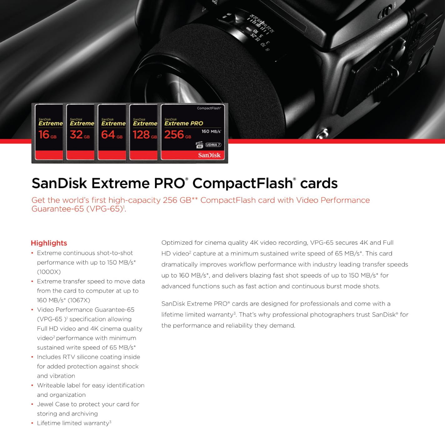 SanDisk Extreme Pro 64GB Compact Flash Card Bailin Tech Solutions