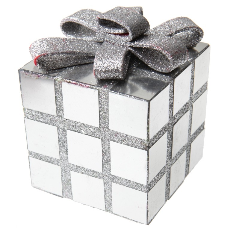 Cube décoration Noël Argent Cube de Noël Boîte cadeau