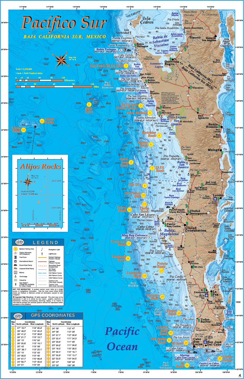 Baja California Map Fishing Sportfishing Atlas Baja California Edition Baja Directions