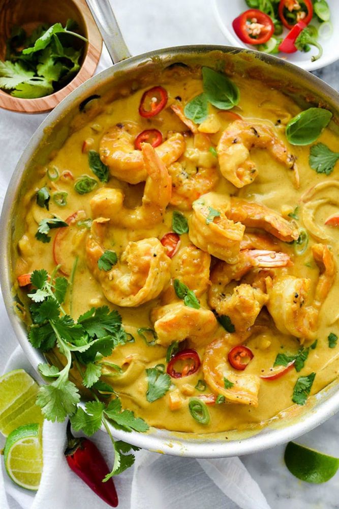 Shrimp with Coconut Milk and Cashew Rice on