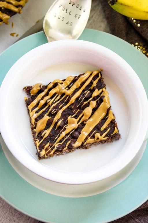 Peanut Butter Brownie Oatmeal Breakfast Squares Baking You Happier
