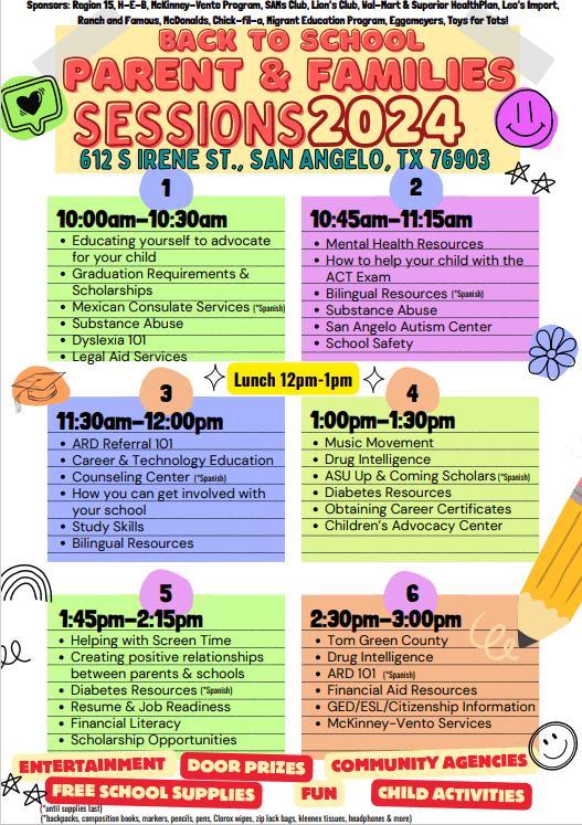 BacktoSchool Parent and Family Conference at Region 15 Ballinger ISD