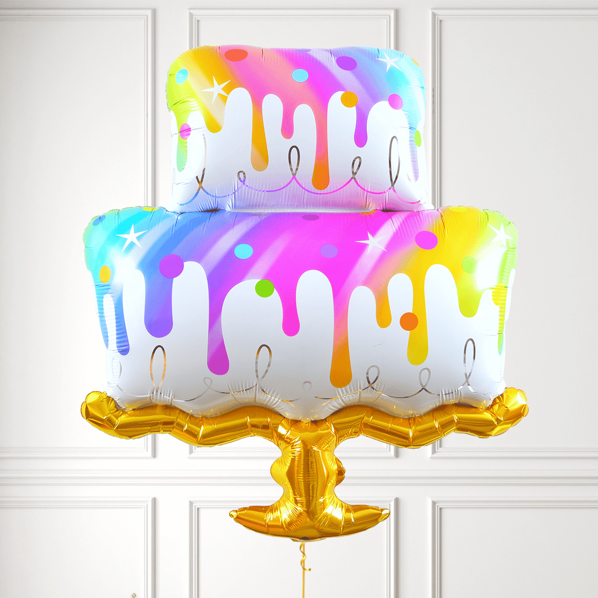 Inflated Helium Cake Rainbow Balloon BALLOONBX