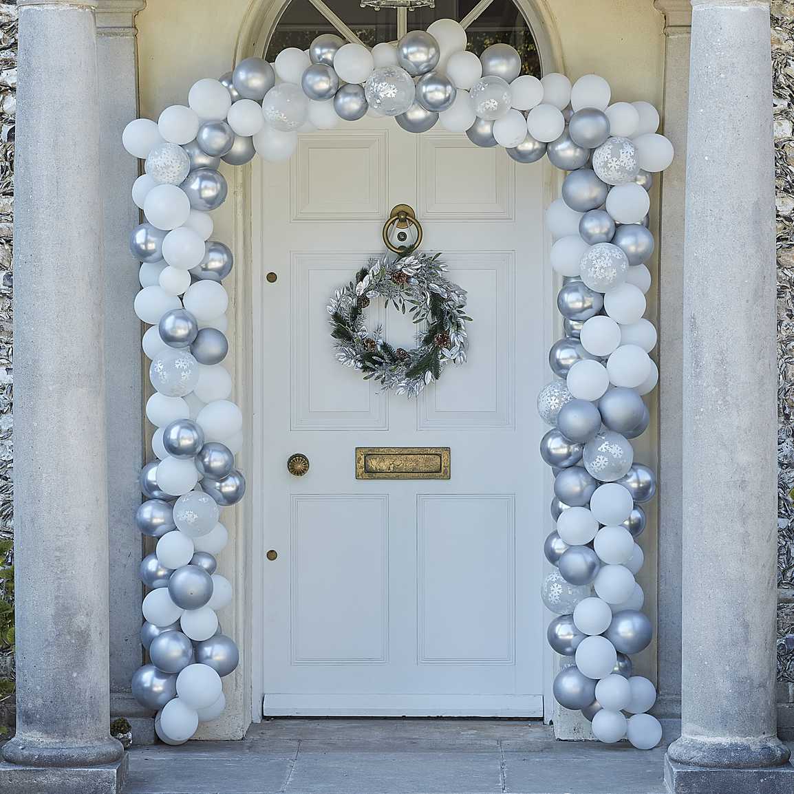 Silver and White Balloon Door Arch Kit BALLOONBX