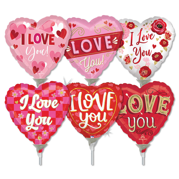 4 Inch Love PreInflated Micro Stick Balloons ProfitPak 30pk