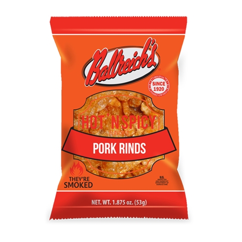 1.875 oz Hot Pork Rinds Ballreich Snack Food Company