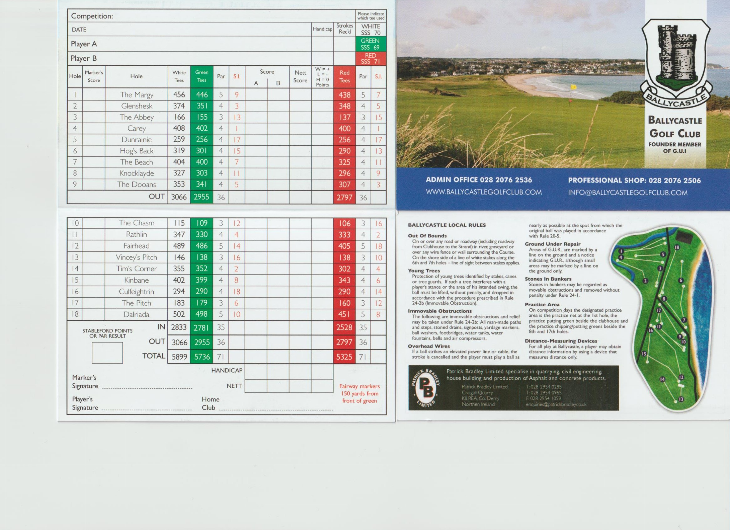 Course Scorecard Ballycastle Golf Club